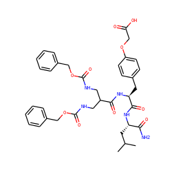 CC(C)C[C@H](NC(=O)[C@H](Cc1ccc(OCC(=O)O)cc1)NC(=O)C(CNC(=O)OCc1ccccc1)CNC(=O)OCc1ccccc1)C(N)=O ZINC000028457632