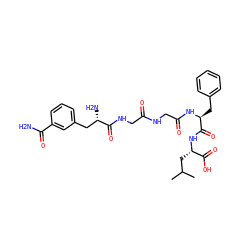 CC(C)C[C@H](NC(=O)[C@H](Cc1ccccc1)NC(=O)CNC(=O)CNC(=O)[C@@H](N)Cc1cccc(C(N)=O)c1)C(=O)O ZINC000028893378