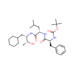 CC(C)C[C@H](NC(=O)[C@H](Cc1ccccc1)NC(=O)OC(C)(C)C)C(=O)N[C@@H](CC1CCCCC1)[C@@H](C)O ZINC000026493253