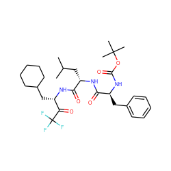 CC(C)C[C@H](NC(=O)[C@H](Cc1ccccc1)NC(=O)OC(C)(C)C)C(=O)N[C@@H](CC1CCCCC1)C(=O)C(F)(F)F ZINC000026498284