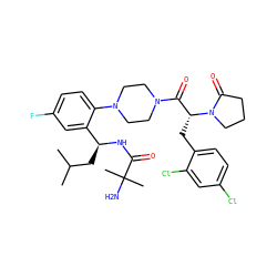 CC(C)C[C@H](NC(=O)C(C)(C)N)c1cc(F)ccc1N1CCN(C(=O)[C@@H](Cc2ccc(Cl)cc2Cl)N2CCCC2=O)CC1 ZINC000028823924