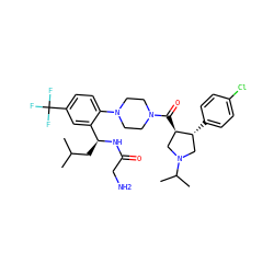 CC(C)C[C@H](NC(=O)CN)c1cc(C(F)(F)F)ccc1N1CCN(C(=O)[C@@H]2CN(C(C)C)C[C@H]2c2ccc(Cl)cc2)CC1 ZINC000028960105
