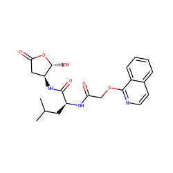 CC(C)C[C@H](NC(=O)COc1nccc2ccccc12)C(=O)N[C@H]1CC(=O)O[C@@H]1O ZINC000013819165