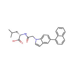CC(C)C[C@H](NC(=O)Cn1ccc2cc(-c3cccc4ccccc34)ccc21)C(=O)O ZINC000299831116