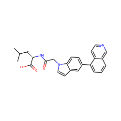 CC(C)C[C@H](NC(=O)Cn1ccc2cc(-c3cccc4cnccc34)ccc21)C(=O)O ZINC000299832412