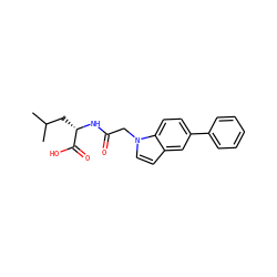 CC(C)C[C@H](NC(=O)Cn1ccc2cc(-c3ccccc3)ccc21)C(=O)O ZINC000299835239