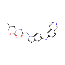 CC(C)C[C@H](NC(=O)Cn1ccc2cc(Nc3ccc4cnccc4c3)ccc21)C(=O)O ZINC000299835296