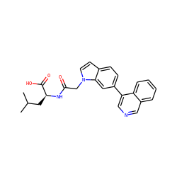 CC(C)C[C@H](NC(=O)Cn1ccc2ccc(-c3cncc4ccccc34)cc21)C(=O)O ZINC000299831698