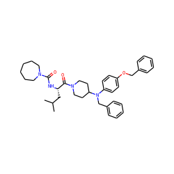 CC(C)C[C@H](NC(=O)N1CCCCCC1)C(=O)N1CCC(N(Cc2ccccc2)c2ccc(OCc3ccccc3)cc2)CC1 ZINC000027429102