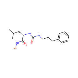 CC(C)C[C@H](NC(=O)NCCCc1ccccc1)C(=O)NO ZINC000095560939