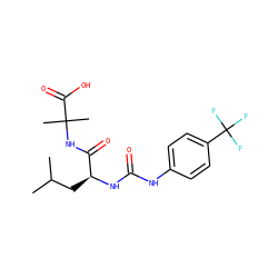 CC(C)C[C@H](NC(=O)Nc1ccc(C(F)(F)F)cc1)C(=O)NC(C)(C)C(=O)O ZINC000096916943