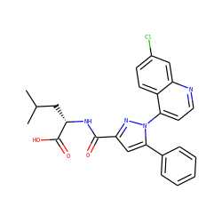 CC(C)C[C@H](NC(=O)c1cc(-c2ccccc2)n(-c2ccnc3cc(Cl)ccc23)n1)C(=O)O ZINC000040872728