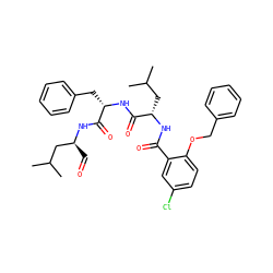CC(C)C[C@H](NC(=O)c1cc(Cl)ccc1OCc1ccccc1)C(=O)N[C@@H](Cc1ccccc1)C(=O)N[C@@H](C=O)CC(C)C ZINC001772607520