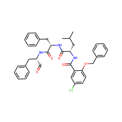 CC(C)C[C@H](NC(=O)c1cc(Cl)ccc1OCc1ccccc1)C(=O)N[C@@H](Cc1ccccc1)C(=O)N[C@H](C=O)Cc1ccccc1 ZINC001772643253