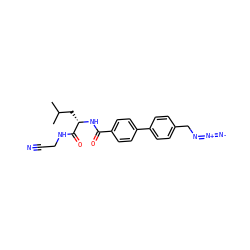 CC(C)C[C@H](NC(=O)c1ccc(-c2ccc(CN=[N+]=[N-])cc2)cc1)C(=O)NCC#N ZINC000299840643