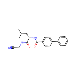 CC(C)C[C@H](NC(=O)c1ccc(-c2ccccc2)cc1)C(=O)NCC#N ZINC000082064898