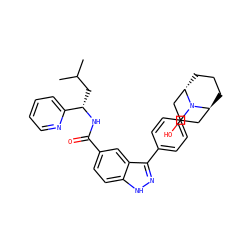 CC(C)C[C@H](NC(=O)c1ccc2[nH]nc(-c3ccc(N4[C@H]5CCC[C@H]4CC(O)C5)cc3)c2c1)c1ccccn1 ZINC000299858029