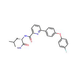 CC(C)C[C@H](NC(=O)c1cccc(-c2ccc(Oc3ccc(F)cc3)cc2)n1)C(N)=O ZINC000113663661