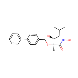 CC(C)C[C@H](O)[C@](C)(OCc1ccc(-c2ccccc2)cc1)C(=O)NO ZINC000084616472