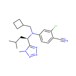CC(C)C[C@H](c1nnnn1C)N(CC1CCC1)c1ccc(C#N)c(Cl)c1 ZINC000043064088