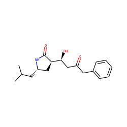 CC(C)C[C@H]1C[C@H]([C@@H](O)CC(=O)Cc2ccccc2)C(=O)N1 ZINC000040394465