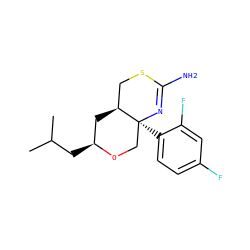 CC(C)C[C@H]1C[C@H]2CSC(N)=N[C@@]2(c2ccc(F)cc2F)CO1 ZINC000207703162