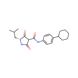 CC(C)C[C@H]1NC(=O)C(C(=O)Nc2ccc(C3CCCCC3)cc2)C1=O ZINC000101164711