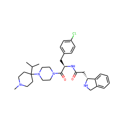 CC(C)C1(N2CCN(C(=O)[C@@H](Cc3ccc(Cl)cc3)NC(=O)C[C@H]3NCc4ccccc43)CC2)CCN(C)CC1 ZINC000036285203
