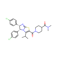 CC(C)C1=C(C(=O)N2CCC(C(=O)N(C)C)CC2)SC2=N[C@@H](c3ccc(Cl)cc3)[C@@H](c3ccc(Cl)cc3)N21 ZINC000095577201