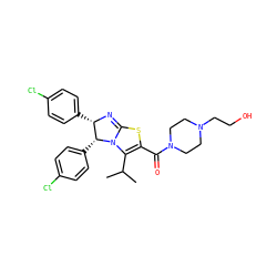 CC(C)C1=C(C(=O)N2CCN(CCO)CC2)SC2=N[C@@H](c3ccc(Cl)cc3)[C@@H](c3ccc(Cl)cc3)N21 ZINC000088344203