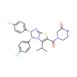 CC(C)C1=C(C(=O)N2CCNC(=O)C2)SC2=N[C@@H](c3ccc(Cl)cc3)[C@@H](c3ccc(Cl)cc3)N21 ZINC000088343947