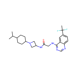 CC(C)C1CCC(N2CC(NC(=O)CNc3ncnc4ccc(C(C)(F)F)cc34)C2)CC1 ZINC000473162498