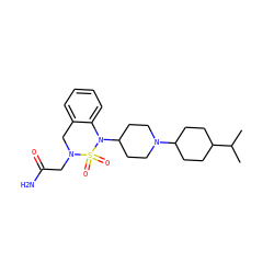 CC(C)C1CCC(N2CCC(N3c4ccccc4CN(CC(N)=O)S3(=O)=O)CC2)CC1 ZINC000028391234