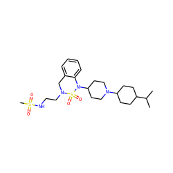 CC(C)C1CCC(N2CCC(N3c4ccccc4CN(CCNS(C)(=O)=O)S3(=O)=O)CC2)CC1 ZINC000028364335