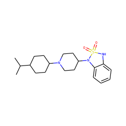 CC(C)C1CCC(N2CCC(N3c4ccccc4NS3(=O)=O)CC2)CC1 ZINC000028382239