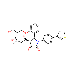 CC(C)CC(=O)[C@@H]1C(=O)C(=O)N(c2ccc(-c3ccsc3)cc2)[C@@H]1c1ccccc1OCC(CO)CO ZINC000169696405