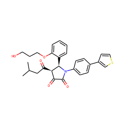 CC(C)CC(=O)[C@@H]1C(=O)C(=O)N(c2ccc(-c3ccsc3)cc2)[C@@H]1c1ccccc1OCCCO ZINC000169695954