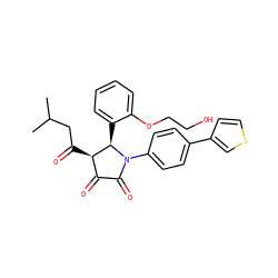 CC(C)CC(=O)[C@@H]1C(=O)C(=O)N(c2ccc(-c3ccsc3)cc2)[C@@H]1c1ccccc1OCCO ZINC000169695542
