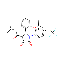 CC(C)CC(=O)[C@@H]1C(=O)C(=O)N(c2ccc(SC(F)(F)F)cc2)[C@@H]1c1ccccc1OC(C)C ZINC000169696212