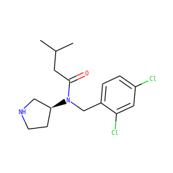 CC(C)CC(=O)N(Cc1ccc(Cl)cc1Cl)[C@H]1CCNC1 ZINC000040395200