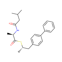 CC(C)CC(=O)N[C@H](C)C(=O)S[C@@H](C)Cc1ccc(-c2ccccc2)cc1 ZINC000103182115