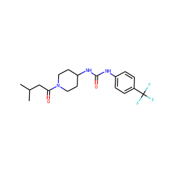 CC(C)CC(=O)N1CCC(NC(=O)Nc2ccc(C(F)(F)F)cc2)CC1 ZINC000138782728