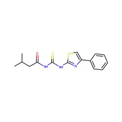 CC(C)CC(=O)NC(=S)Nc1nc(-c2ccccc2)cs1 ZINC000000342016