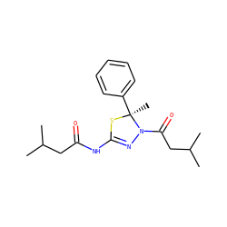CC(C)CC(=O)NC1=NN(C(=O)CC(C)C)[C@](C)(c2ccccc2)S1 ZINC000299837496