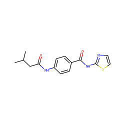 CC(C)CC(=O)Nc1ccc(C(=O)Nc2nccs2)cc1 ZINC000004676959