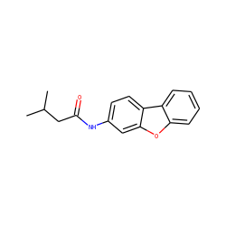 CC(C)CC(=O)Nc1ccc2c(c1)oc1ccccc12 ZINC000004538918
