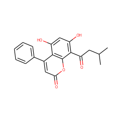 CC(C)CC(=O)c1c(O)cc(O)c2c(-c3ccccc3)cc(=O)oc12 ZINC000013335117