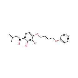 CC(C)CC(=O)c1ccc(OCCCCOc2ccccc2)c(Br)c1O ZINC000028335111