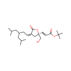 CC(C)CC(C/C=C1/C[C@](/C=C/C(=O)OC(C)(C)C)(CO)OC1=O)CC(C)C ZINC000013684019
