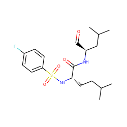 CC(C)CC[C@H](NS(=O)(=O)c1ccc(F)cc1)C(=O)N[C@@H](C=O)CC(C)C ZINC000027996833